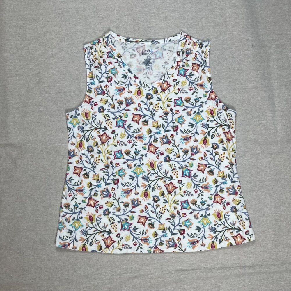 Croft & Barrow | Botanical Floral Print Sleeveless Top | Large